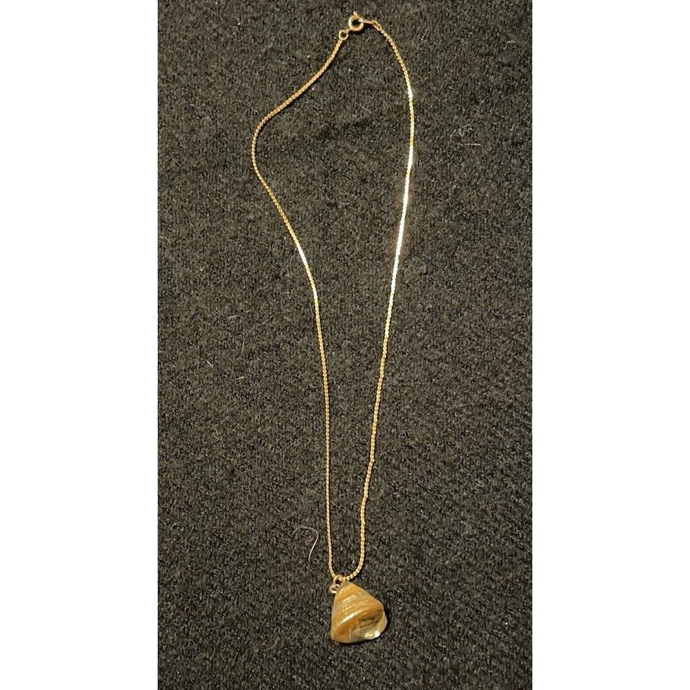 Troca Cone Snail Gold Dipped Pearlescent Spiral Shell Mermaid Necklace 19”
